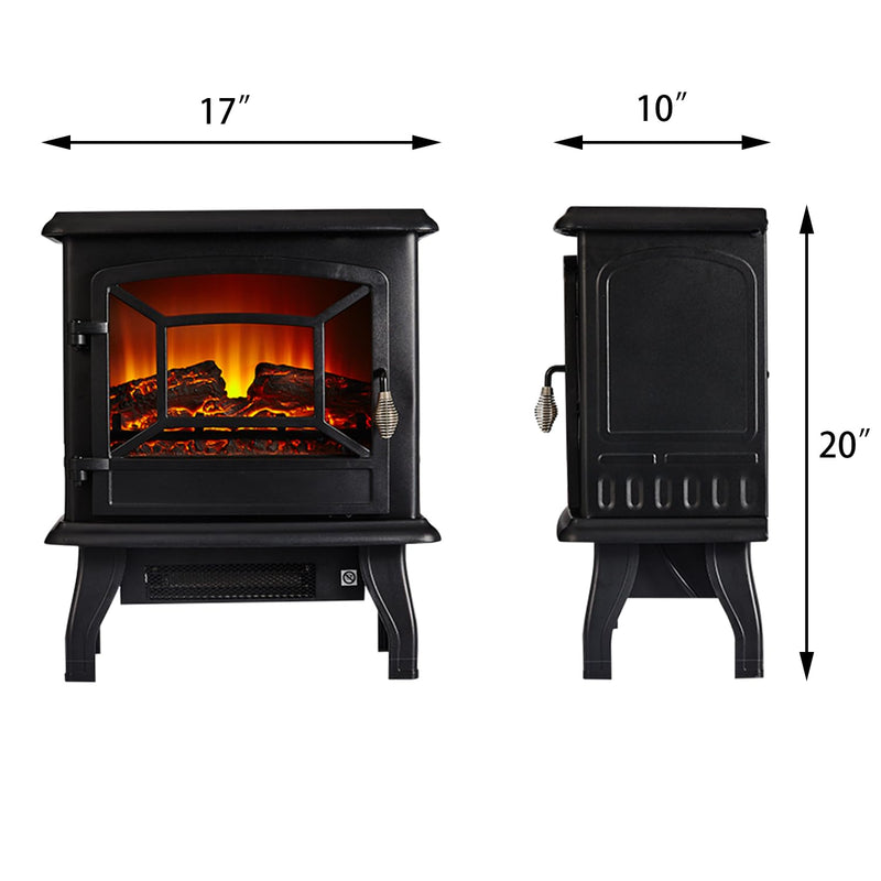 Modern Electric Stove Heater - 2000W LED Flame, Black