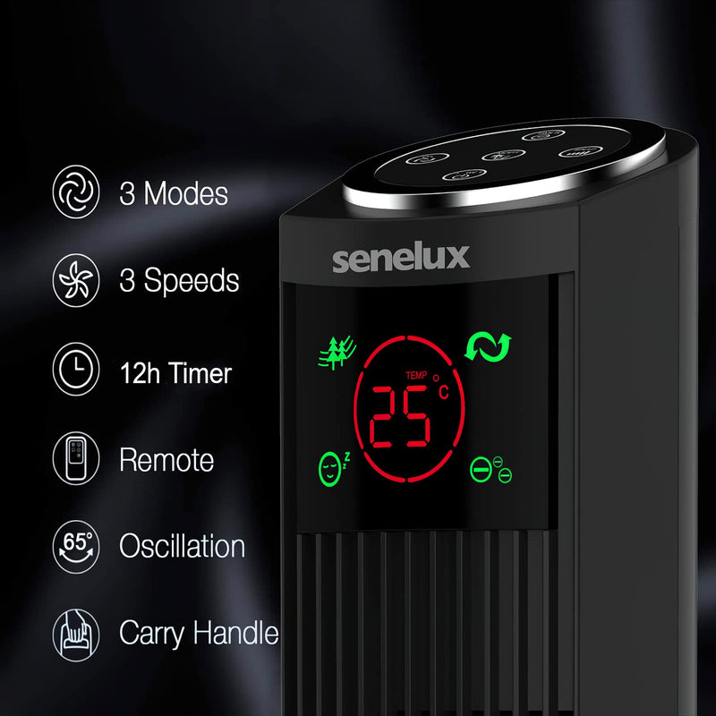 Senelux 36" Tower Fan - Remote Control, Quiet Cooling