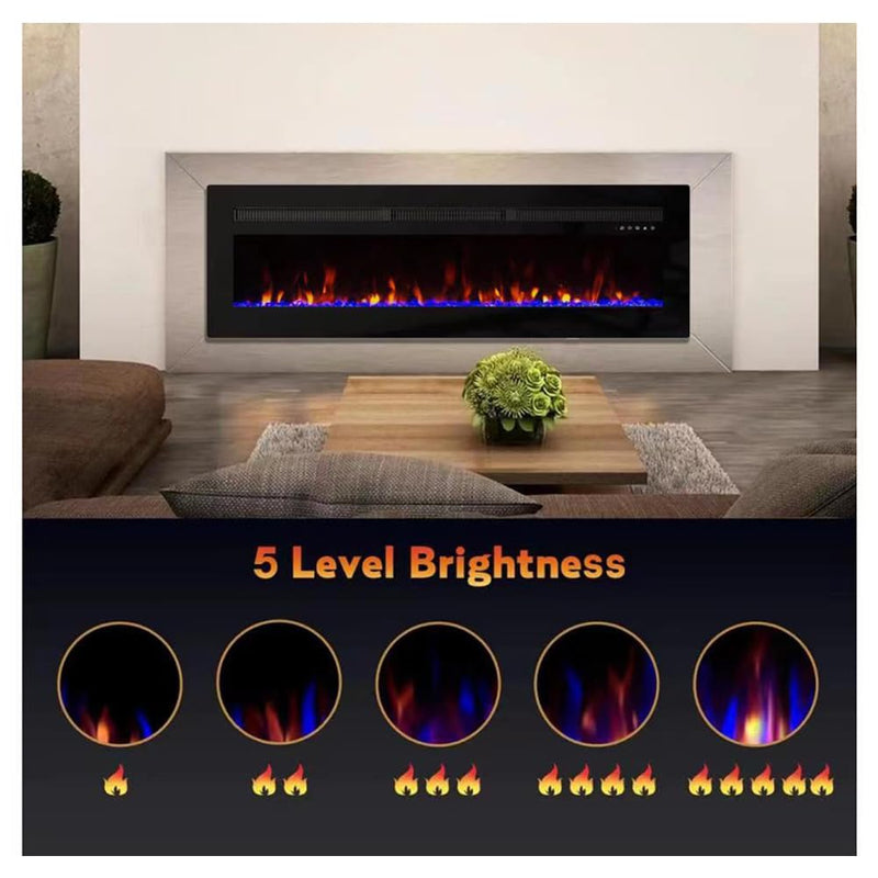 Modern Electric Stove Heater - 2000W LED Flame, Black