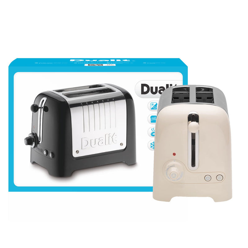 Dualit 2 Slice Lite Toaster, Polished with Black Trim, Bagel & Defrost