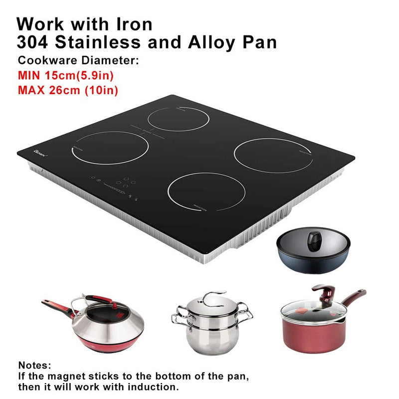 GIONIEN 60cm Plug-in Induction Hob, 4 Cooking Rings