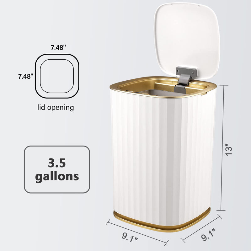 ELPHECO Bathroom Trash Bin, 2.5 Gallon Motion Sensor, White