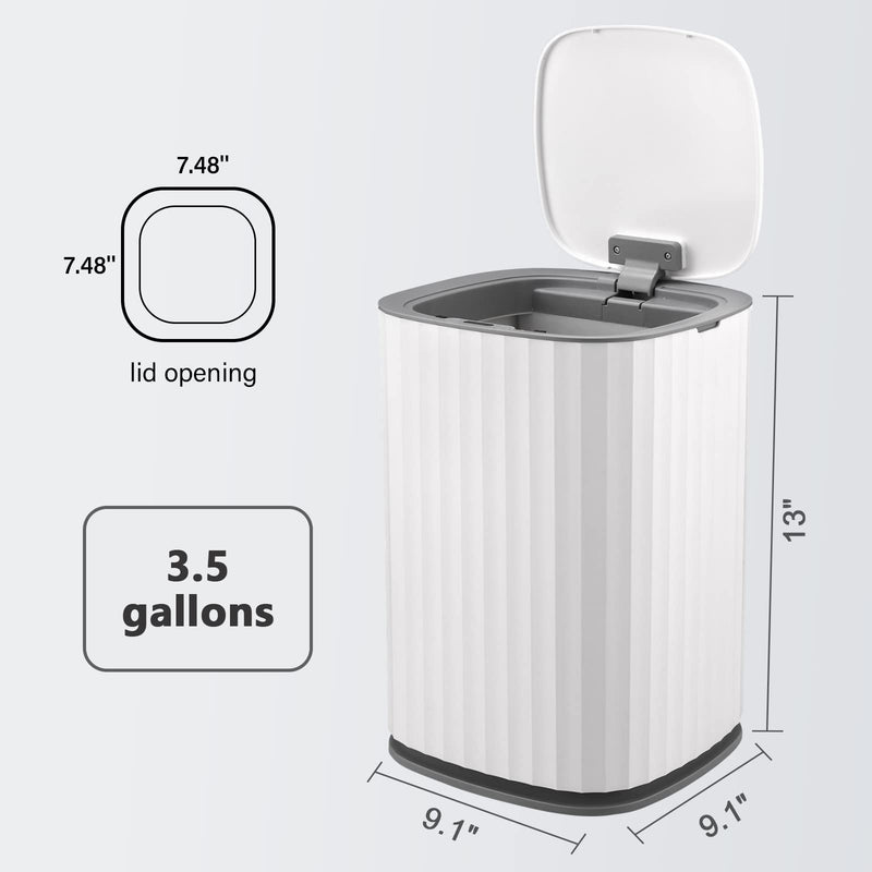 ELPHECO Bathroom Trash Bin, 2.5 Gallon Motion Sensor, White