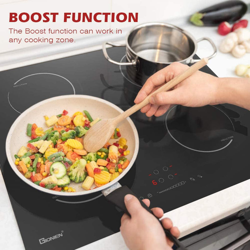 GIONIEN 60cm Plug-in Induction Hob, 4 Cooking Rings