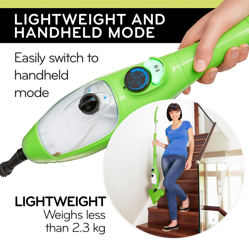 H2O X5 Steam Mop & Handheld Cleaner, Multifunctional System, Green