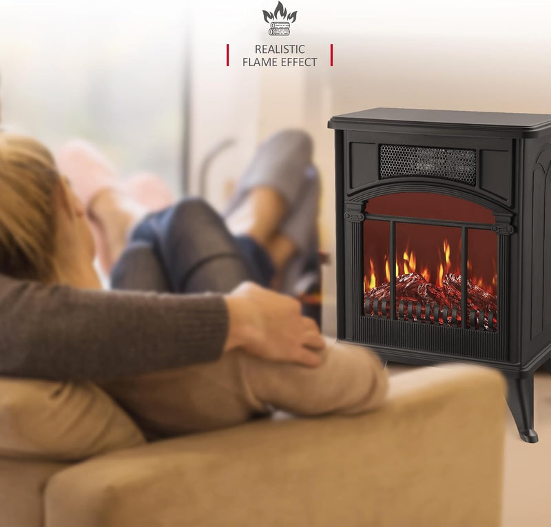 NETTA Electric Fireplace Stove: Fire Flame Effect, Portable - 1900W