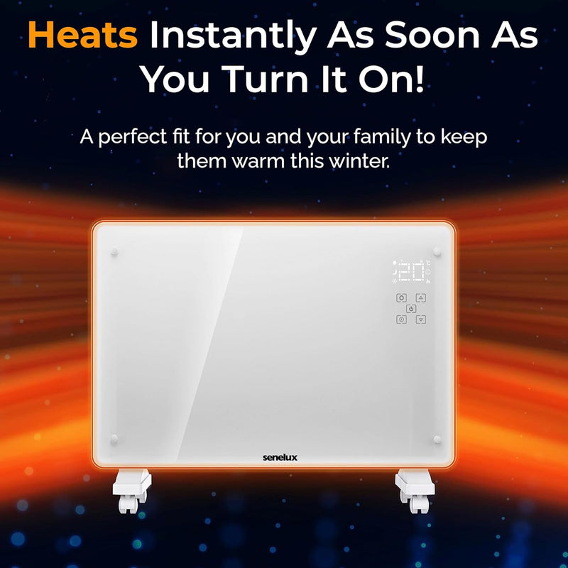 Senelux 2000W Glass Panel Heater - WiFi Smart, 3 Heat Settings