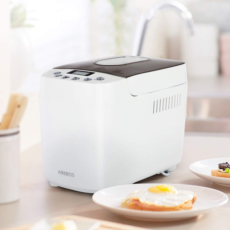 Arebos Bread Maker: 15 Programs, LCD Display, 850W