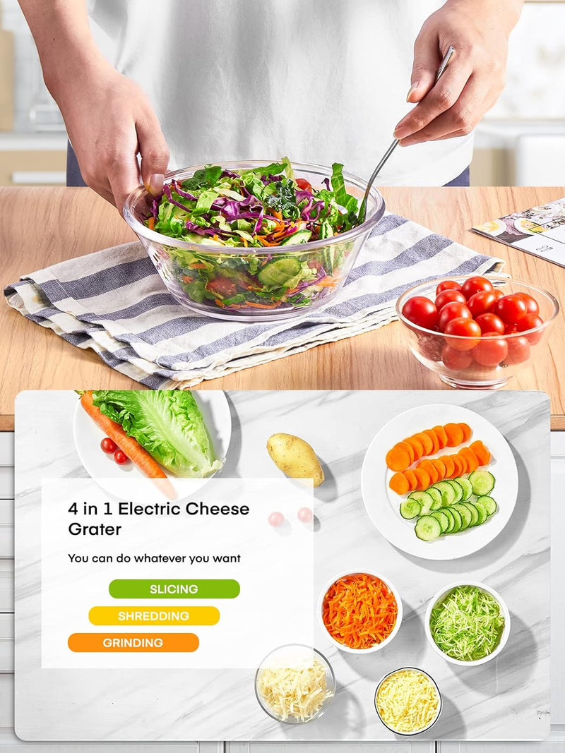 FOHERE Electric Cheese Grater - 150W Fruit & Vegetable Grater