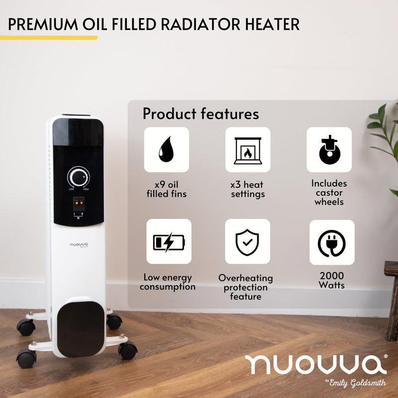 Nuovva 11 Fin 2500W Radiator: Free Standing Electric Heater