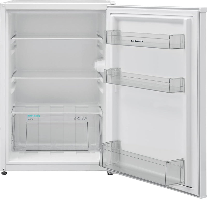 SHARP Freestanding Fridge: Auto Defrost, Reversible Door, 135L, White