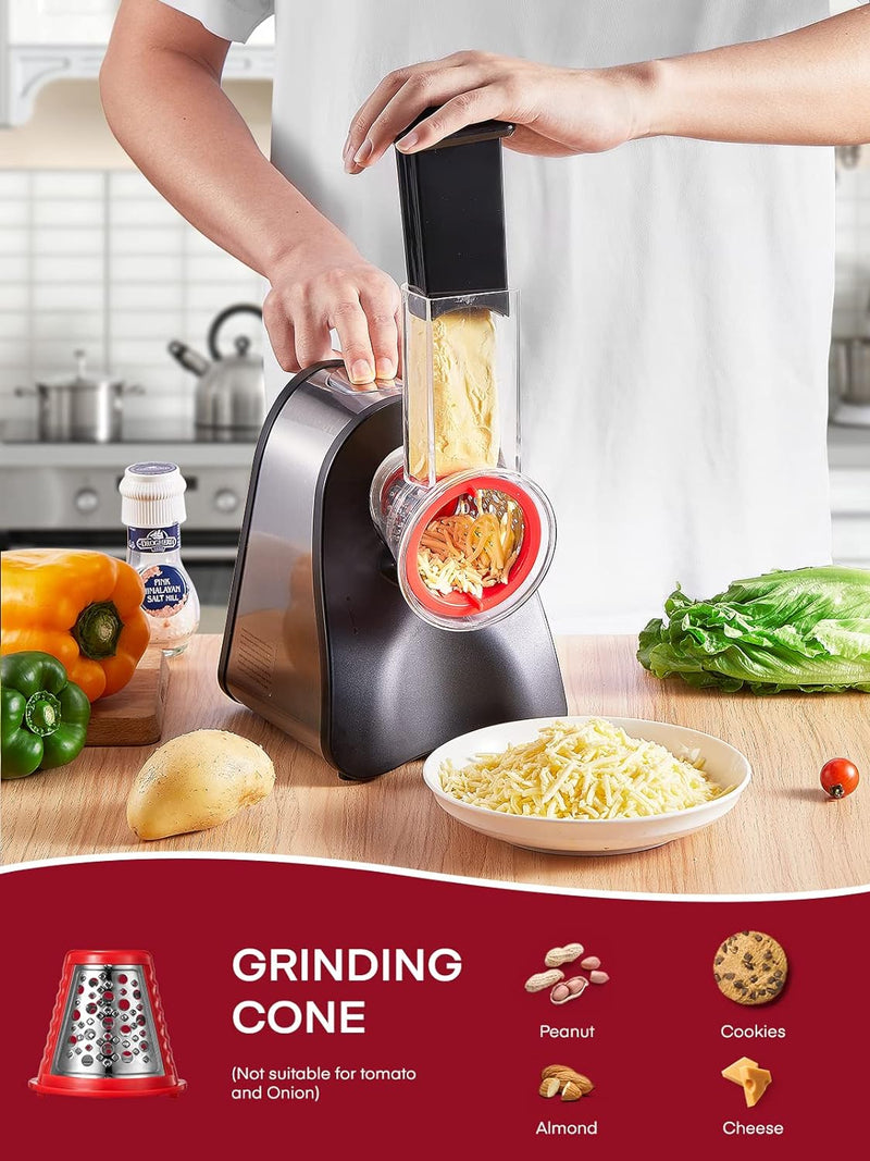 FOHERE Electric Cheese Grater - 150W Fruit & Vegetable Grater