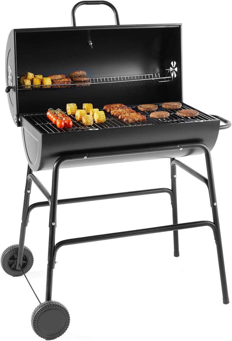 VonHaus Portable Charcoal BBQ - 2-in-1 Grill & Smoker