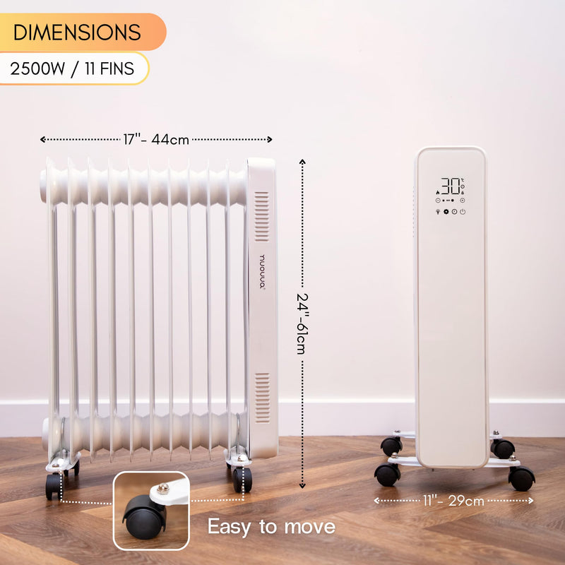 Nuovva 11 Fin 2500W Radiator: Free Standing Electric Heater