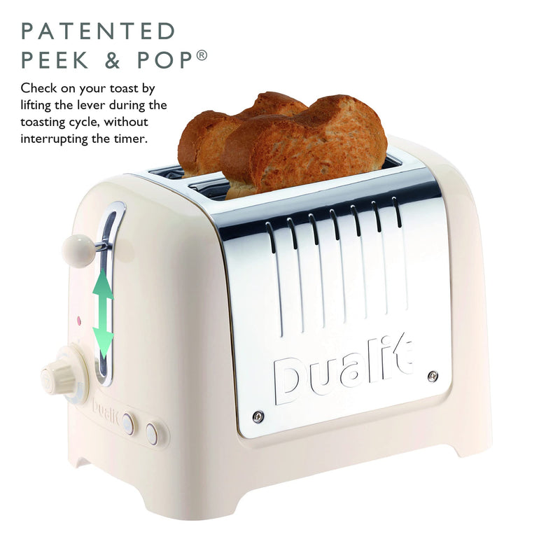 Dualit 2 Slice Lite Toaster, Polished with Black Trim, Bagel & Defrost