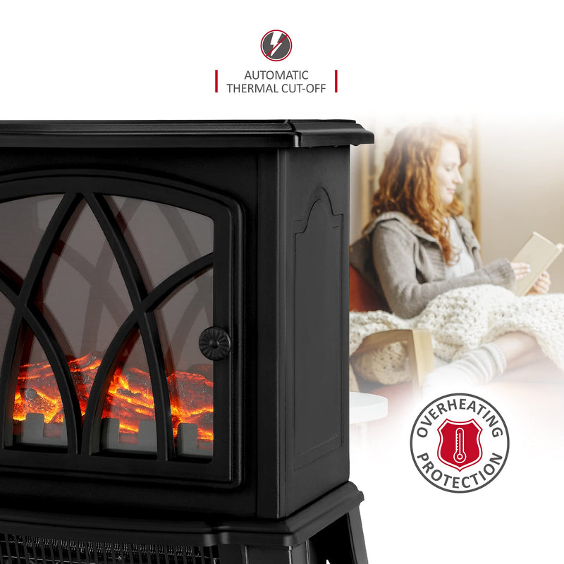 NETTA 2000W Electric Fireplace Stove: Flame Effect, 2 Heat Settings