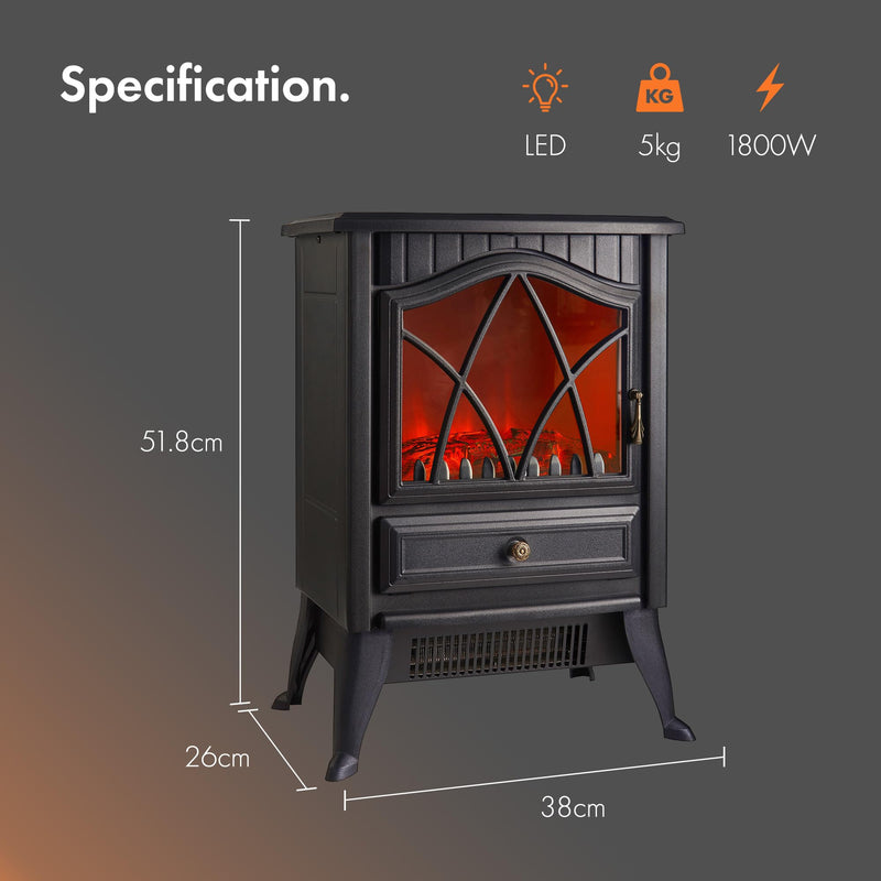 VonHaus Electric Stove Heater: 1850W, Indoor Log Effect, Portable