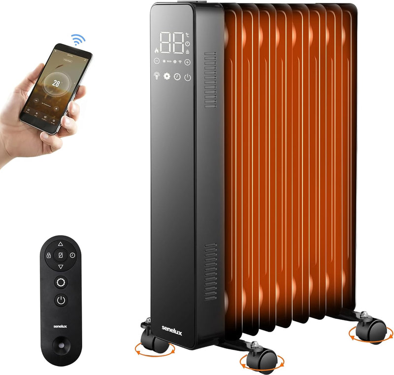 Senelux 2000W Oil Radiator - WiFi App Control, LED Display