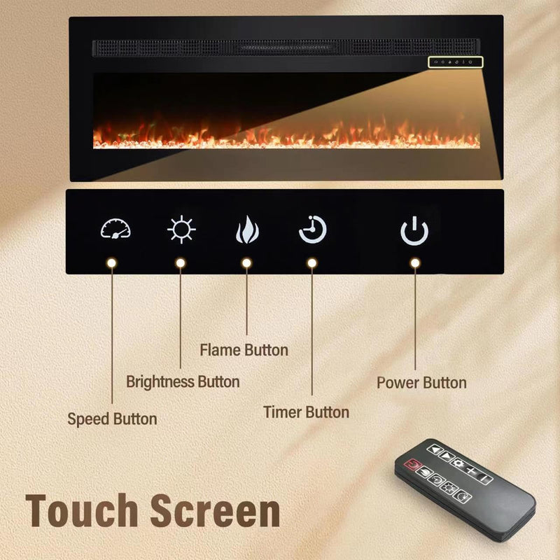 Modern Electric Stove Heater - 2000W LED Flame, Black