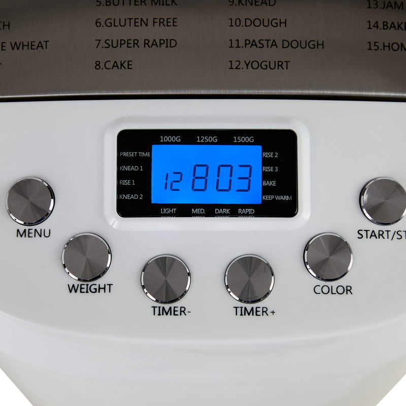 Arebos Bread Maker: 15 Programs, LCD Display, 850W