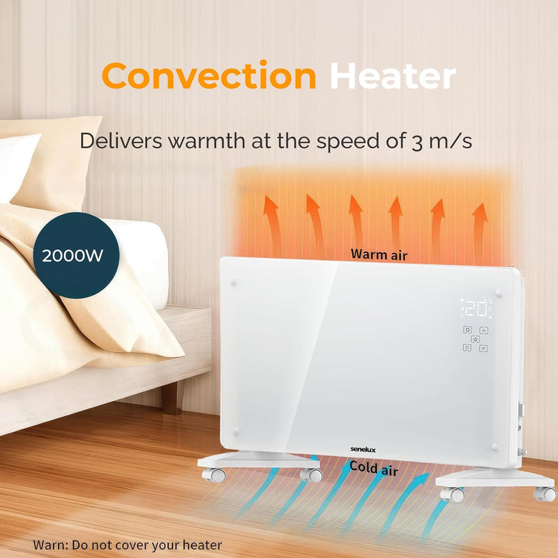 Senelux 2000W Glass Panel Heater - WiFi Smart, 3 Heat Settings