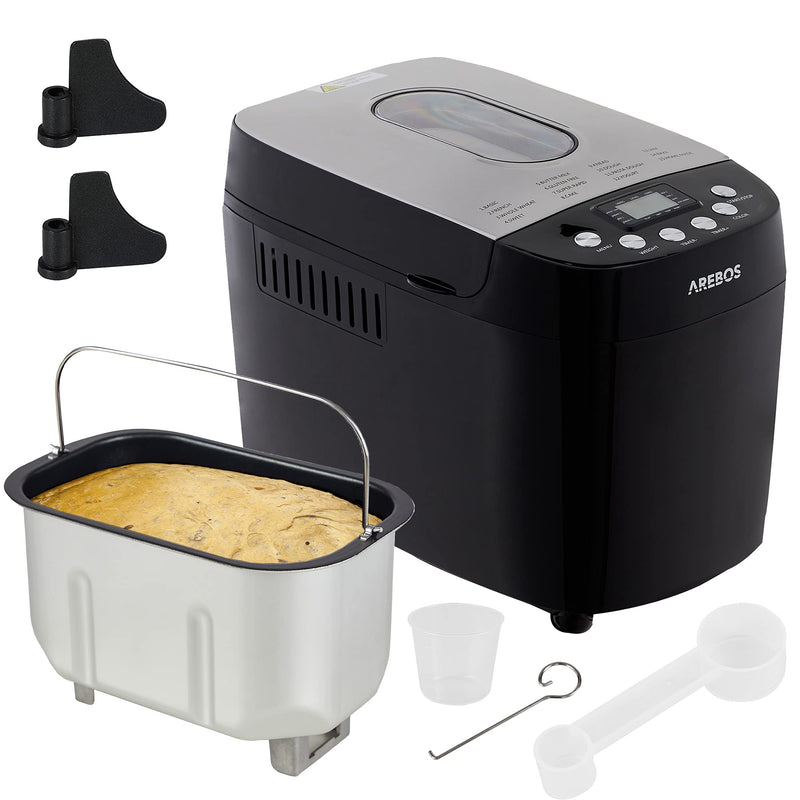 Arebos Bread Maker: 15 Programs, LCD Display, 850W