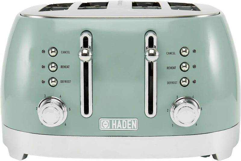 Haden Bristol Green 4-Slice Toaster - Wide Slots, Dual Browning Control