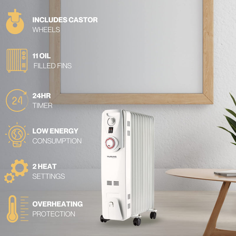 Nuovva 11 Fin 2500W Radiator: Free Standing Electric Heater