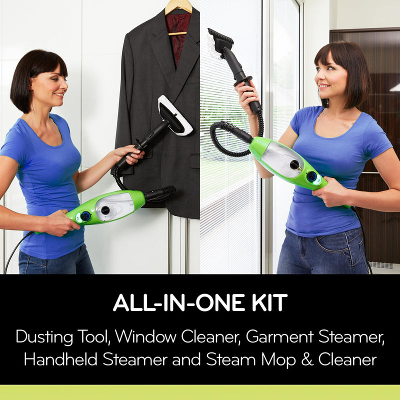 H2O X5 Steam Mop & Handheld Cleaner, Multifunctional System, Green