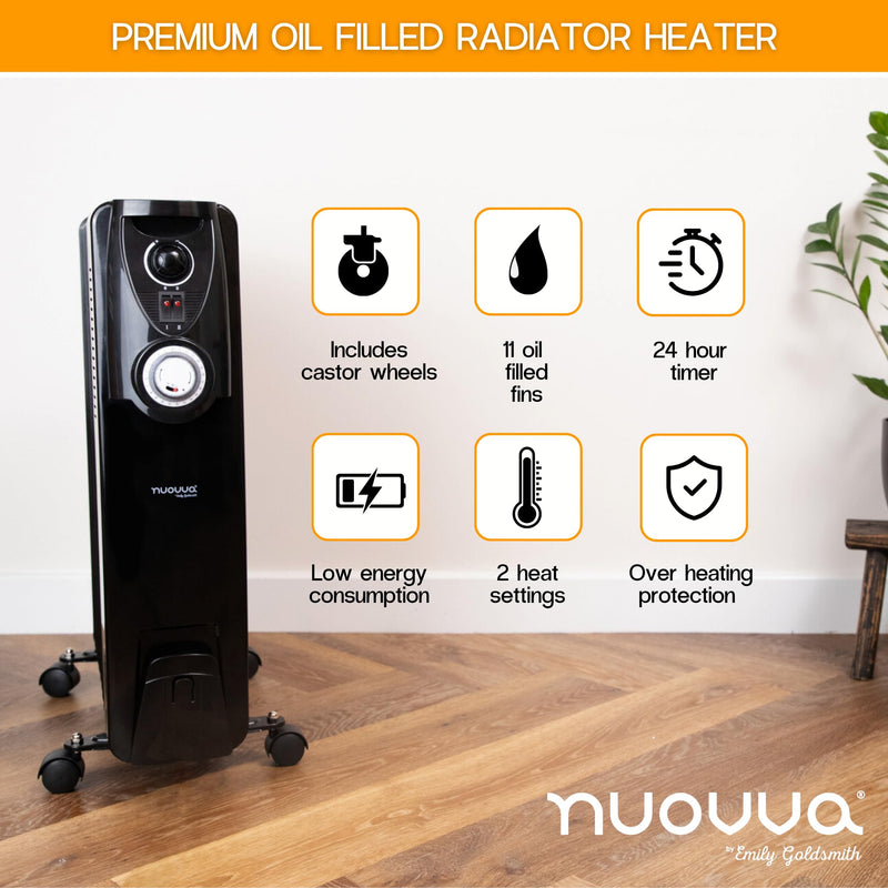 Nuovva 11 Fin 2500W Radiator: Free Standing Electric Heater