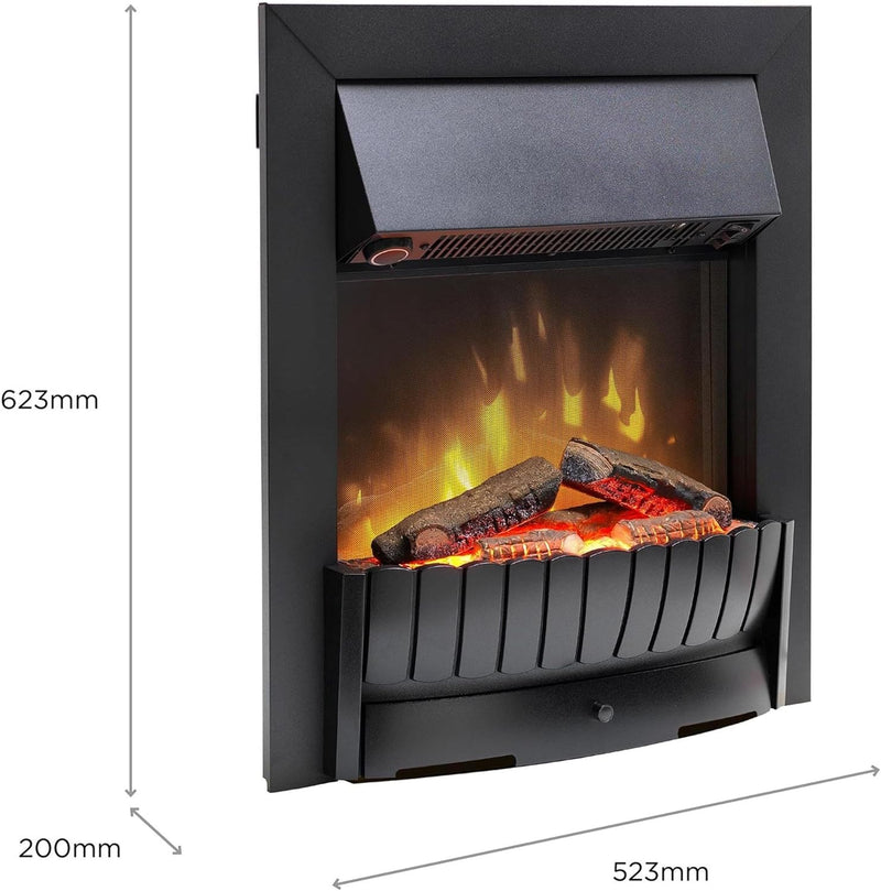 Dimplex Clement Optiflame Electric Fire, Matt Black, 2kW Heater