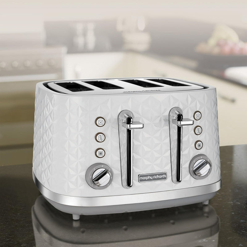 Morphy Richards Vector 4 Slice Toaster, Geometric Design, White