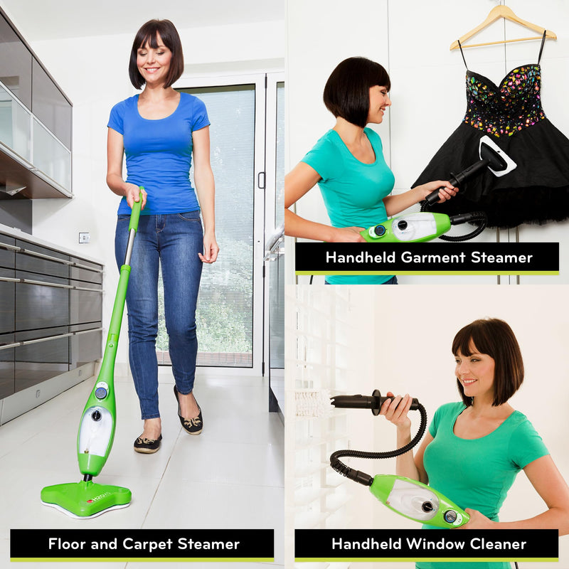 H2O X5 Steam Mop & Handheld Cleaner, Multifunctional System, Green