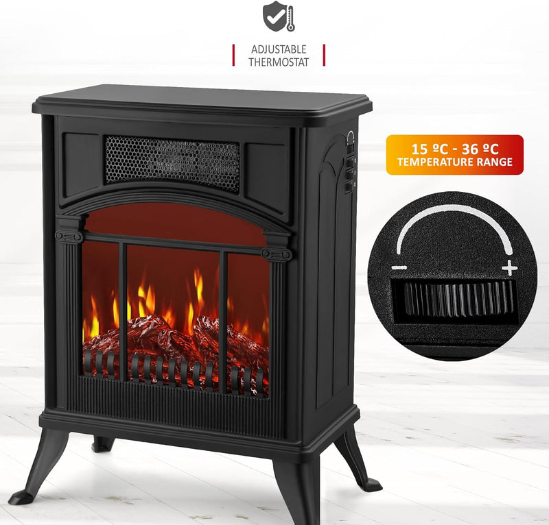 NETTA Electric Fireplace Stove: Fire Flame Effect, Portable - 1900W