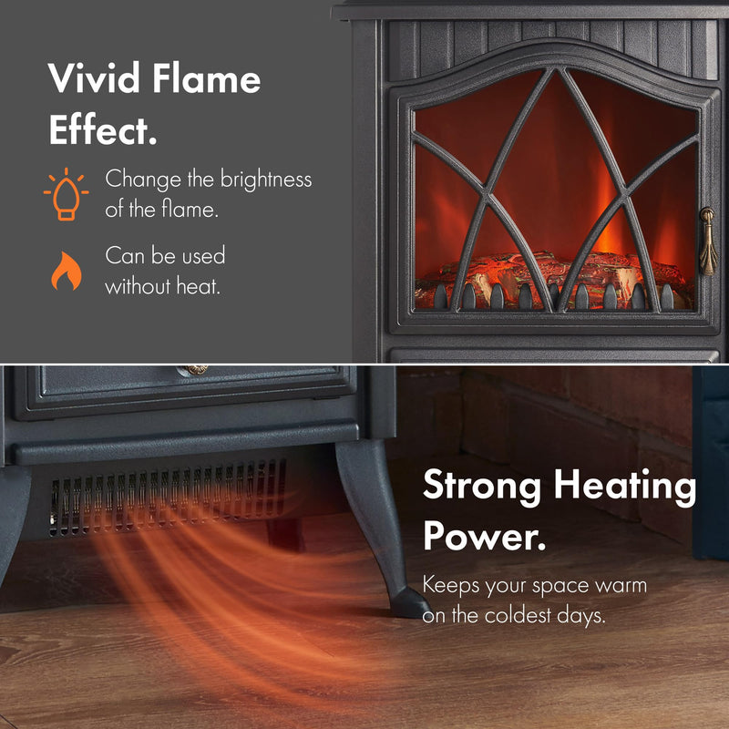 VonHaus Electric Stove Heater: 1850W, Indoor Log Effect, Portable