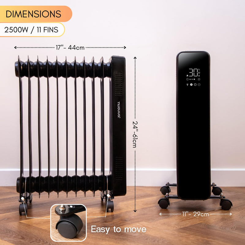 Nuovva 11 Fin 2500W Radiator: Free Standing Electric Heater