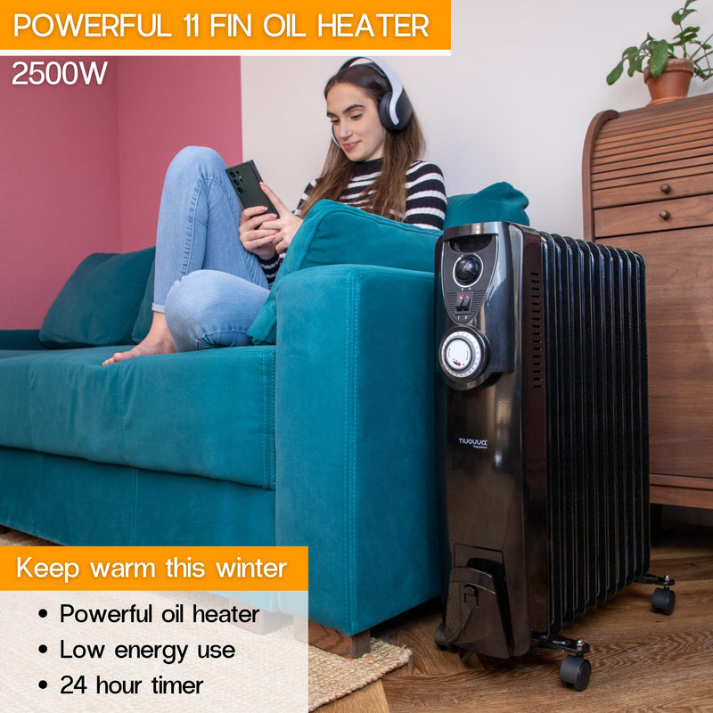 Nuovva 11 Fin 2500W Radiator: Free Standing Electric Heater