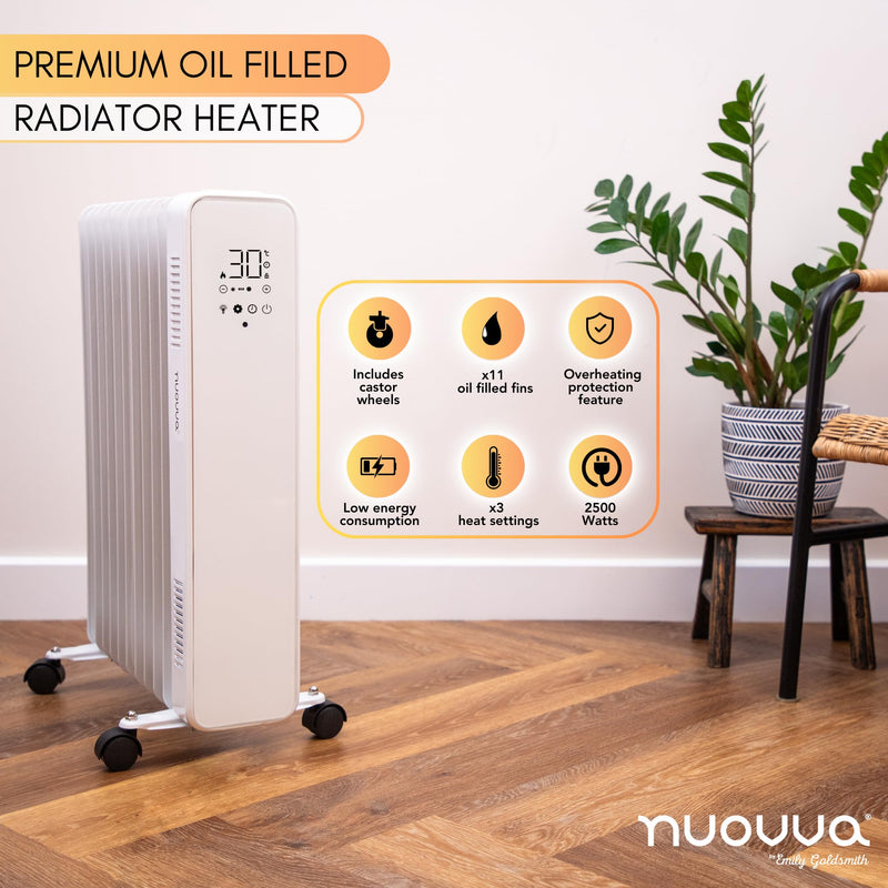 Nuovva 11 Fin 2500W Radiator: Free Standing Electric Heater