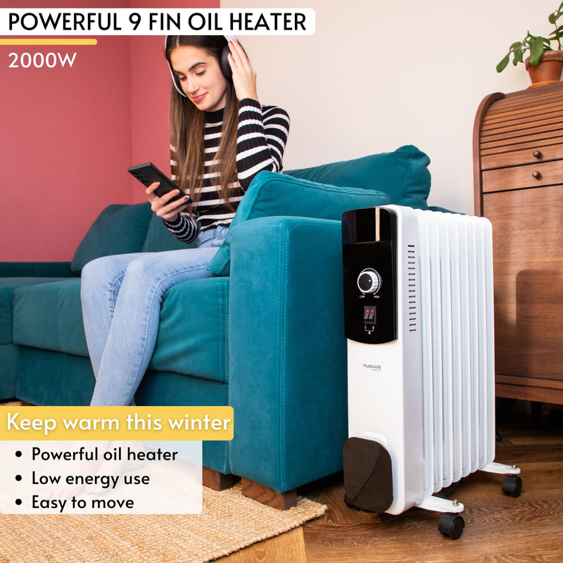 Nuovva 11 Fin 2500W Radiator: Free Standing Electric Heater