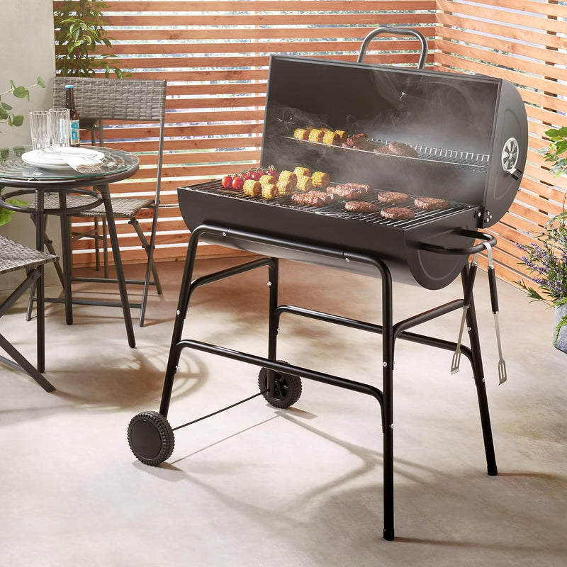 VonHaus Portable Charcoal BBQ - 2-in-1 Grill & Smoker