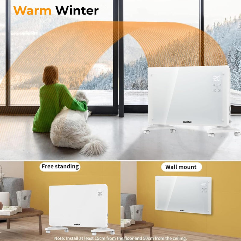 Senelux 2000W Glass Panel Heater - WiFi Smart, 3 Heat Settings