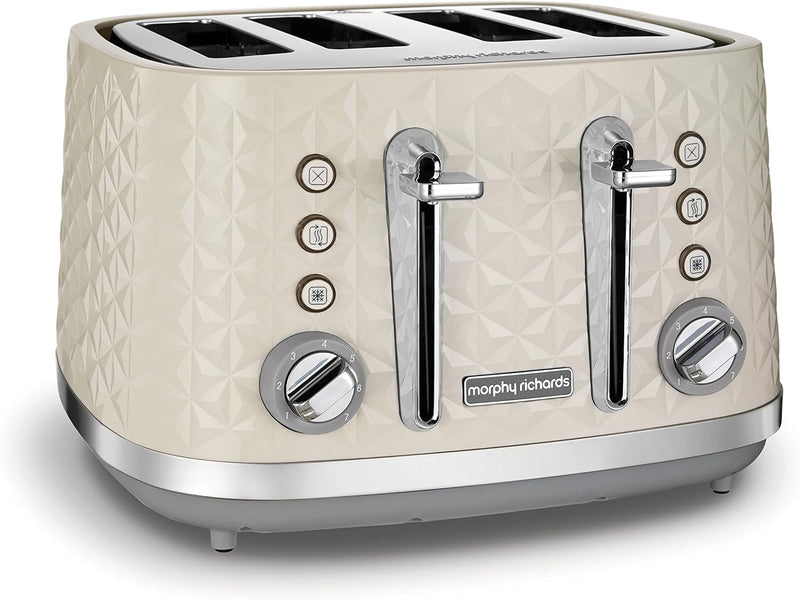 Morphy Richards Vector 4 Slice Toaster, Geometric Design, White