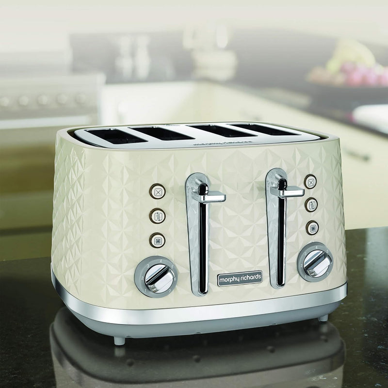 Morphy Richards Vector 4 Slice Toaster, Geometric Design, White