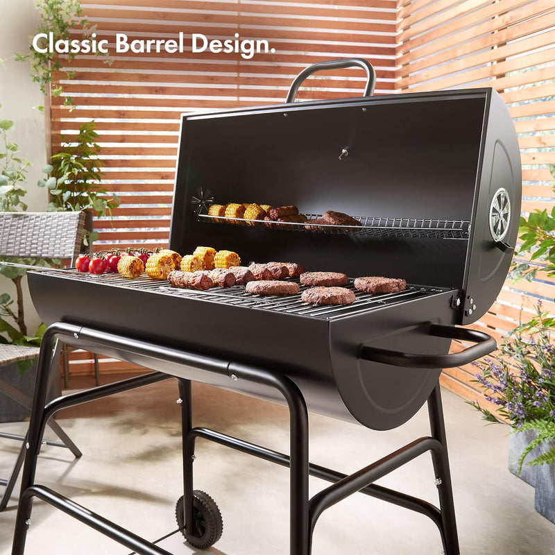 VonHaus Portable Charcoal BBQ - 2-in-1 Grill & Smoker