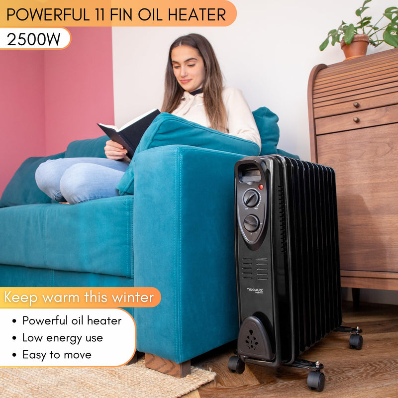 Nuovva 11 Fin 2500W Radiator: Free Standing Electric Heater