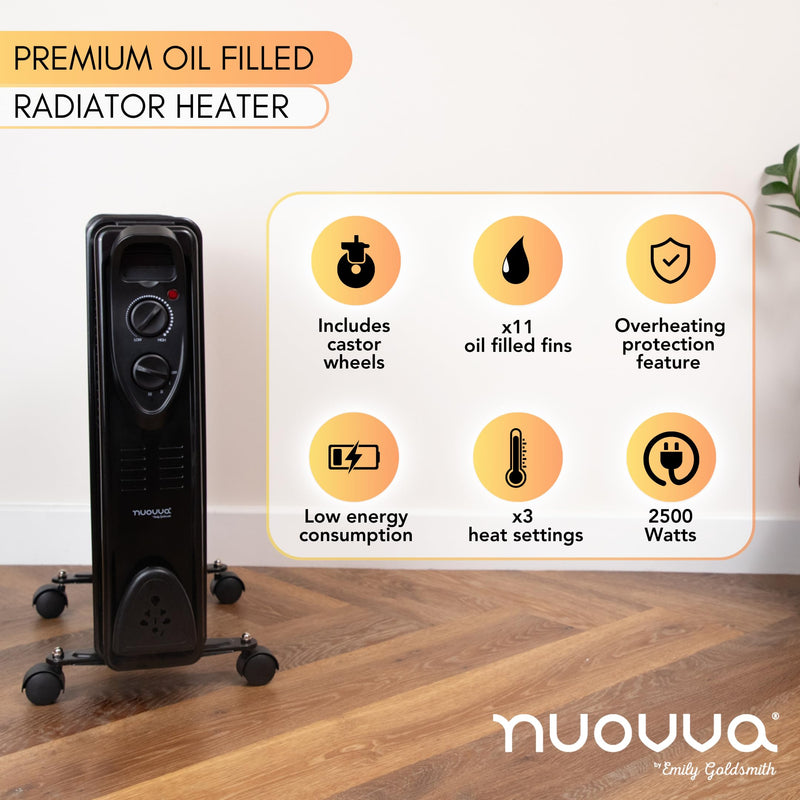 Nuovva 11 Fin 2500W Radiator: Free Standing Electric Heater