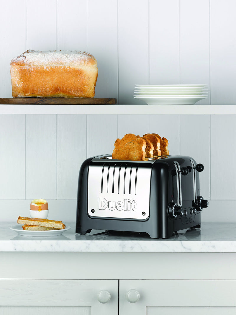 Dualit 2 Slice Lite Toaster, Polished with Black Trim, Bagel & Defrost