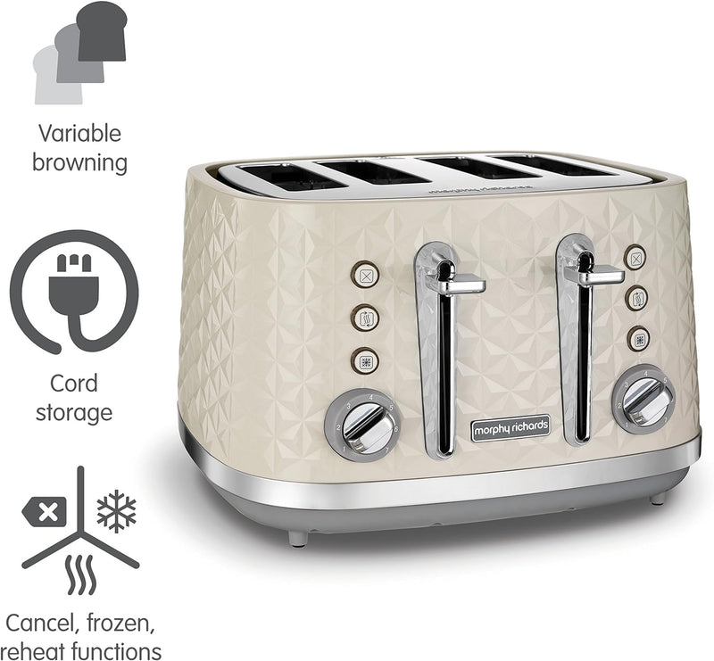 Morphy Richards Vector 4 Slice Toaster, Geometric Design, White