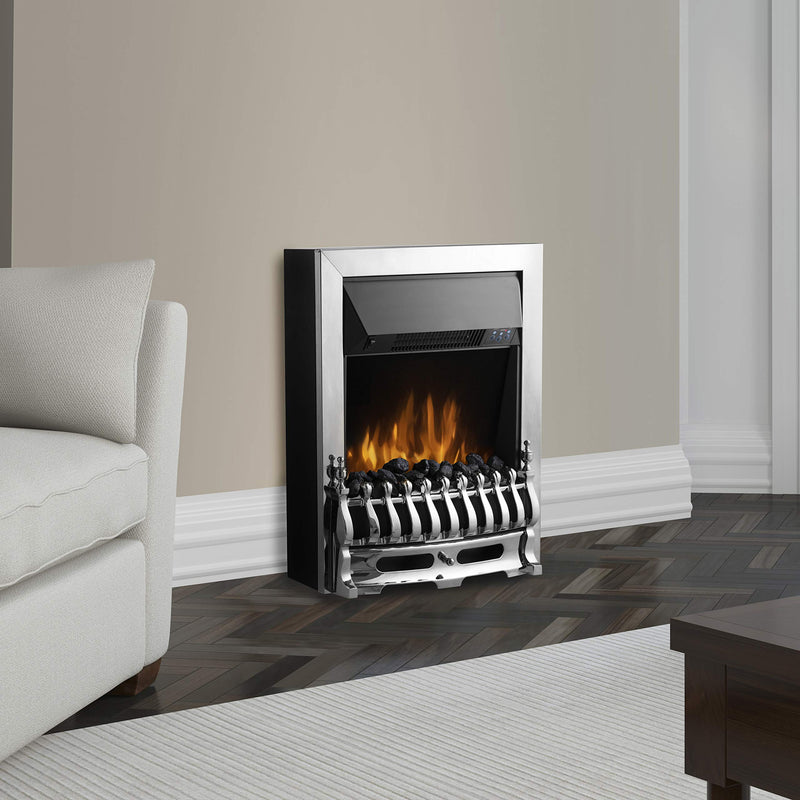 Warmlite Whitby LED Electric Fire: Remote, 2000W, Brass Effect