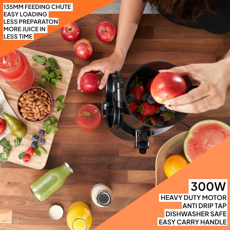 Powerful Self-Feeding Masticating Slow Juicer, 135mm Chute, 300W